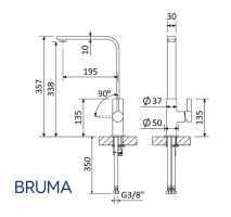 MEDIDAS MONOMANDO COCINA BASIL BRUMA